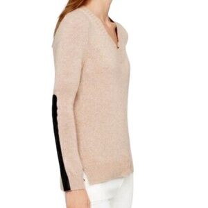 J. Crew V-Neck Sweater in Light Beige and Black